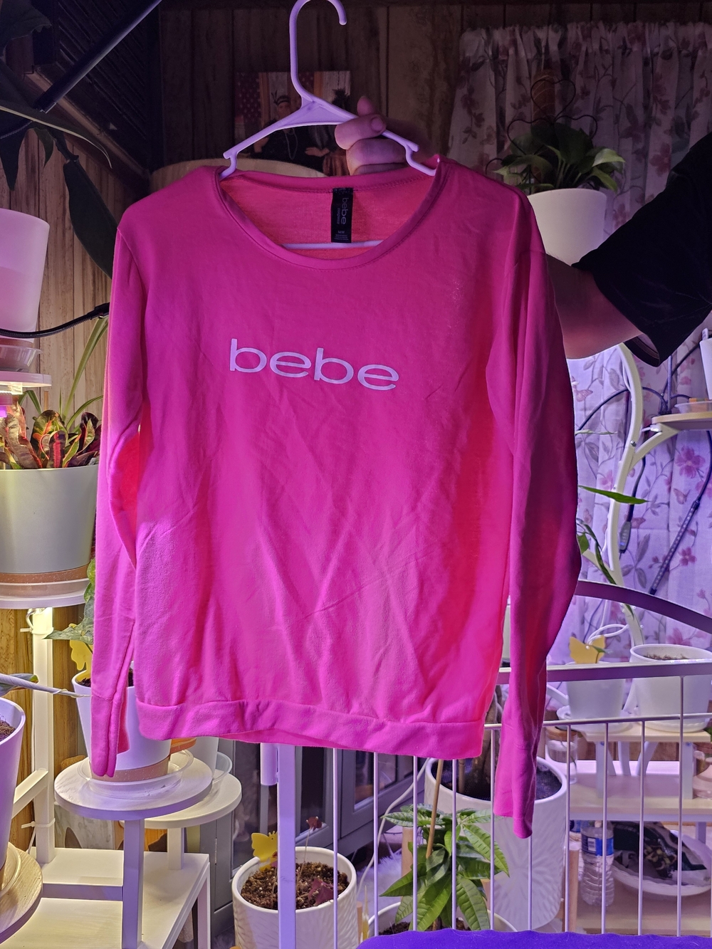 bebe Women's Hot Pink Logo Sweatshirt & Sweatpants Retail $55